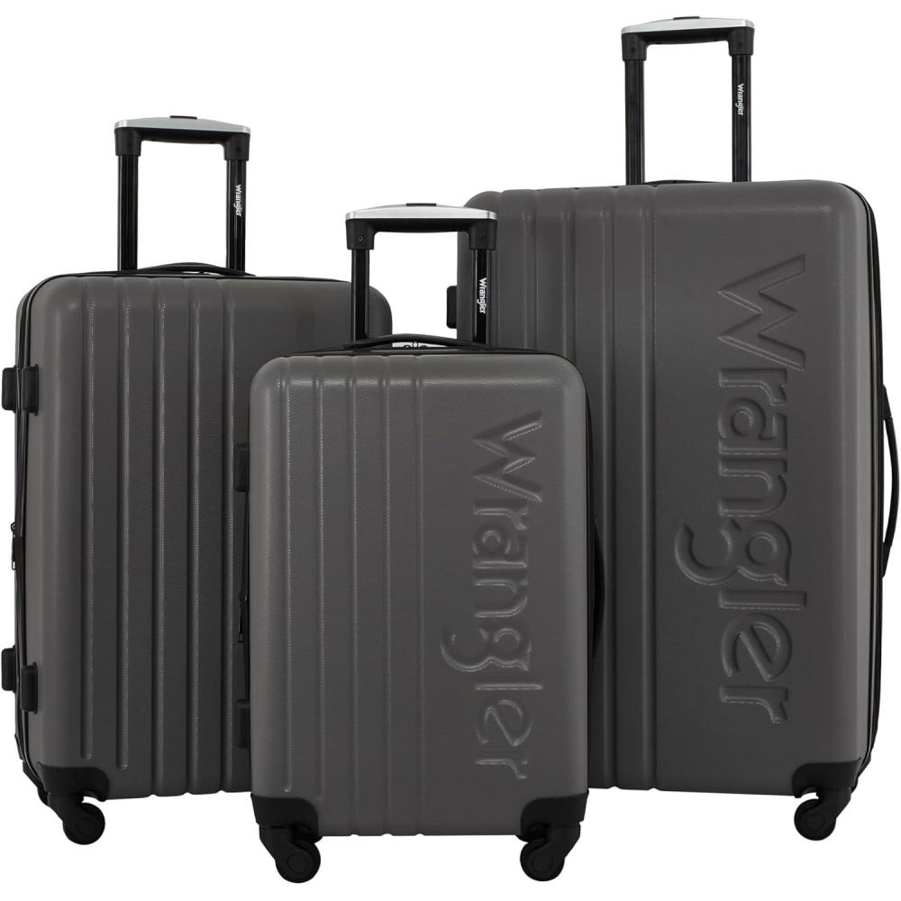 imageWrangler Quest Luggage Set Granite Gray 3 Piece Set 30quot26quot22quotGranite Gray