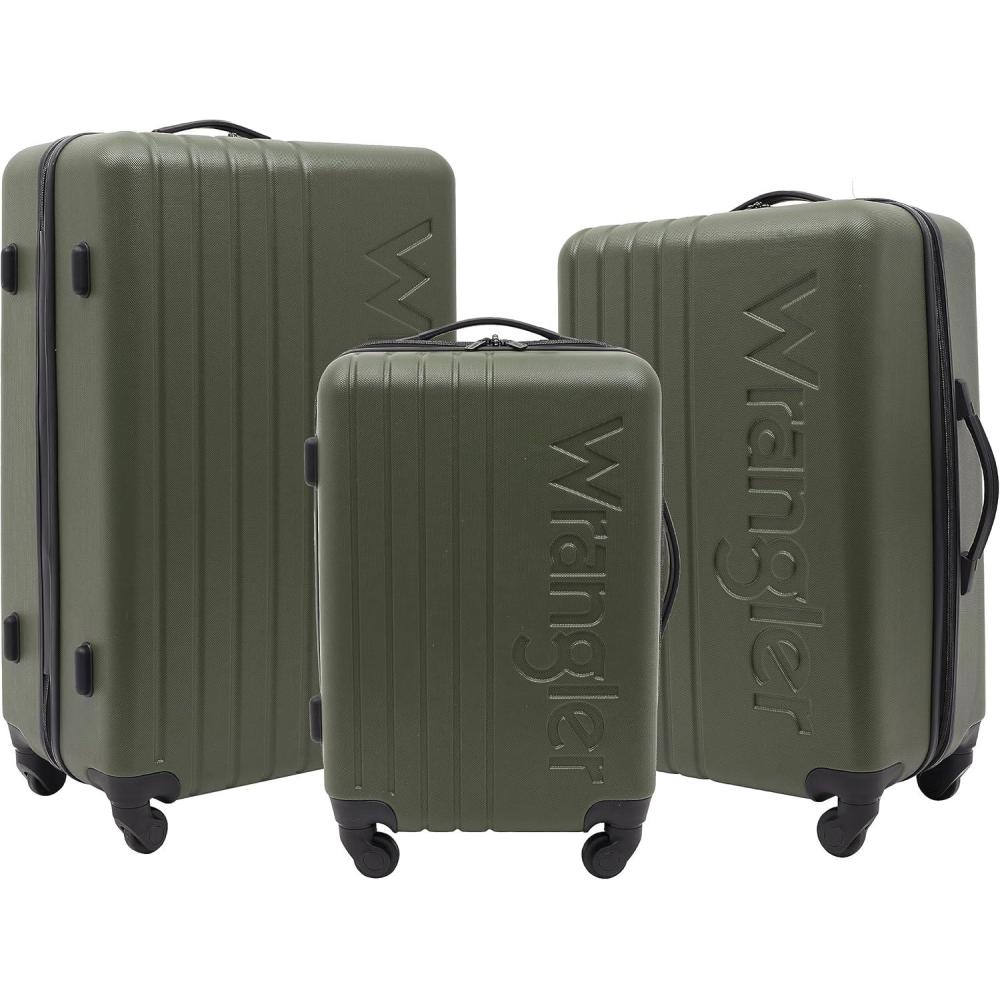 imageWrangler Quest Luggage Set Granite Gray 3 Piece Set 30quot26quot22quotOlive Green