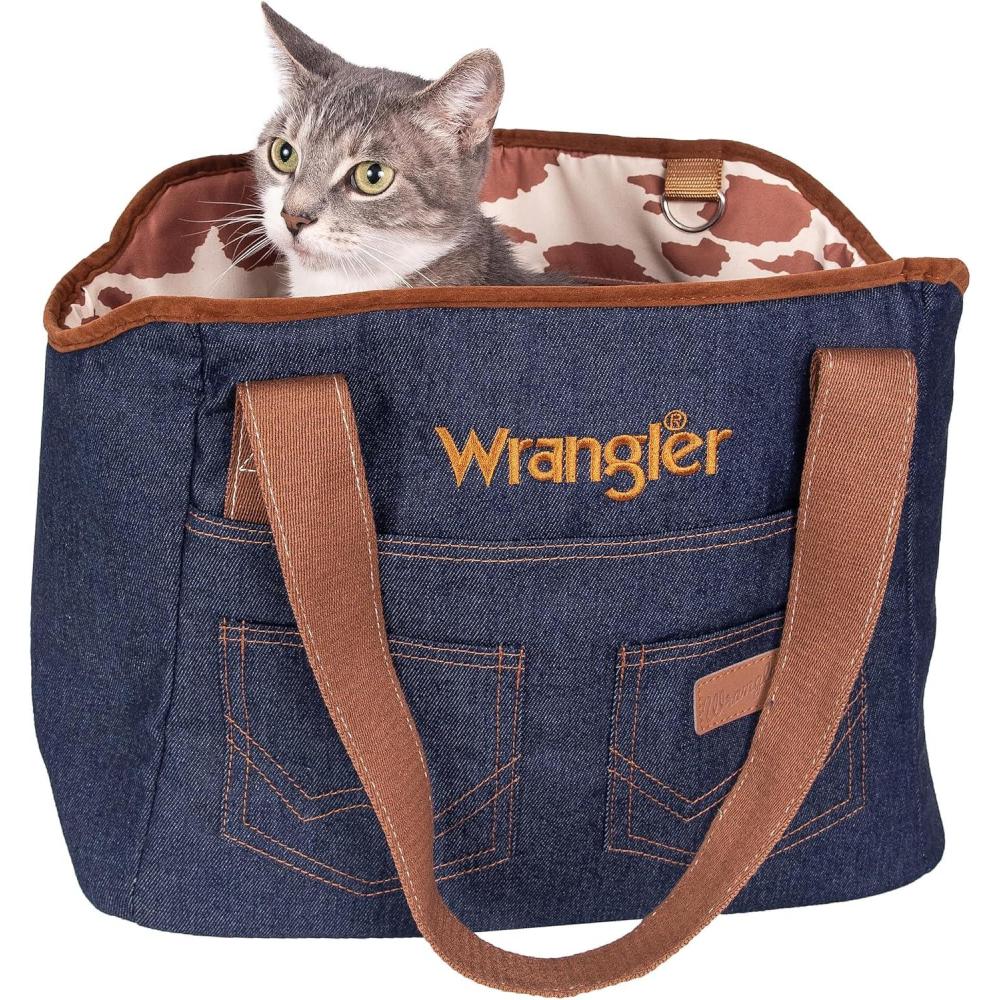 imageWrangler Rope Denim Small Pet Carrier Tote Bag Stylish ampamp Durable Dog Purse for Cats ampamp Dogs Machine Washable Dog Carriers for Small Pets with 3 Pockets for Dog Accessories