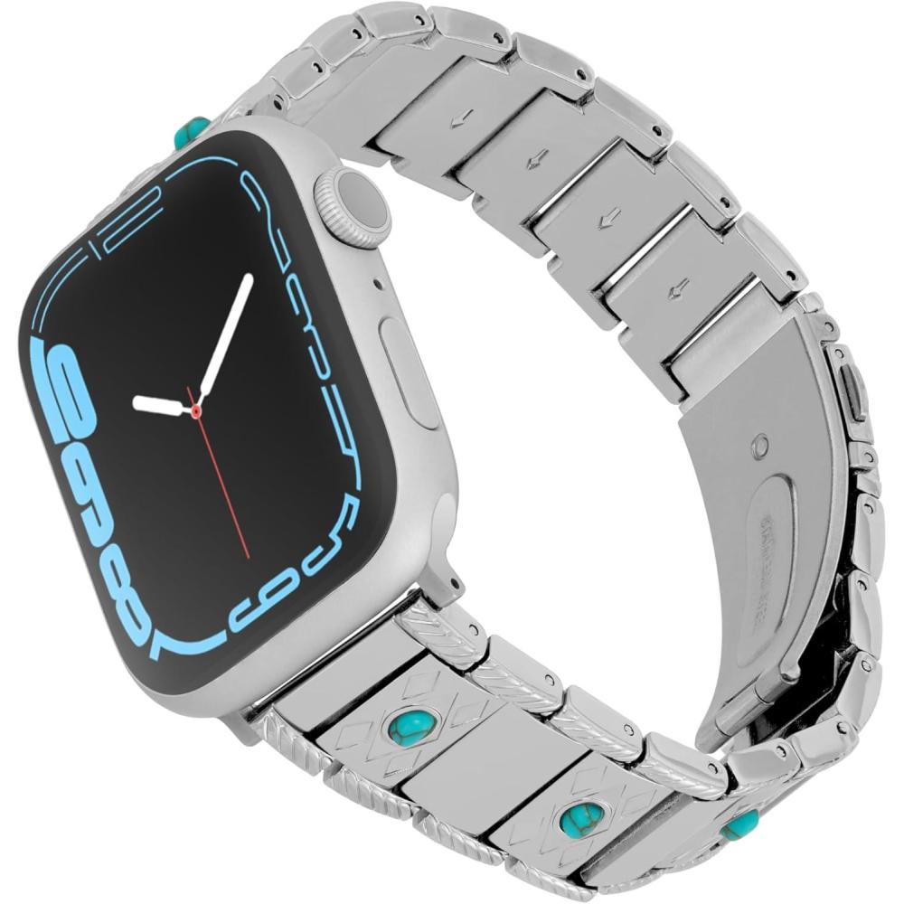 imageWrangler Silver Link Metal Band for Apple Watch Western Style Fits all Apple Watch Series and SizesDesert Jewel