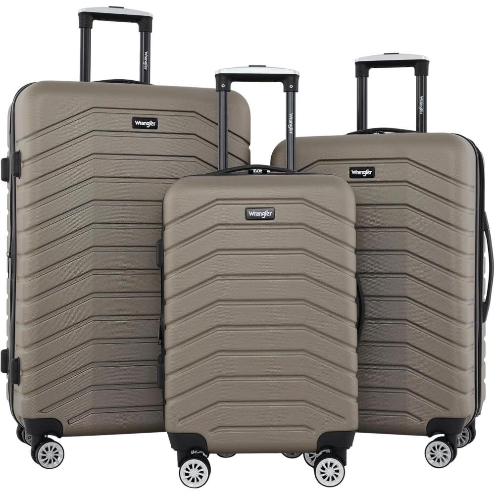 imageWrangler Tahoe 3 Piece Spinner Luggage Set BlackDesert Taupe