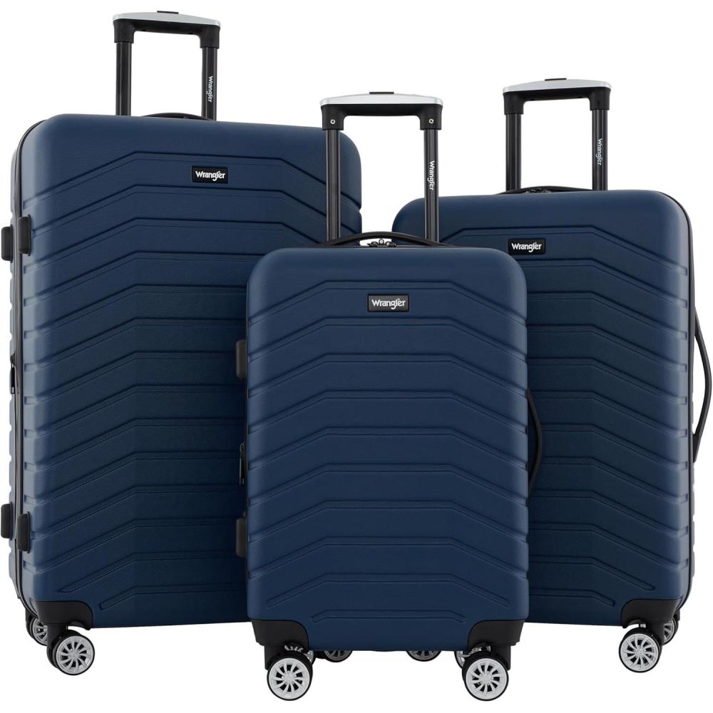 imageWrangler Tahoe 3 Piece Spinner Luggage Set BlackPoseidon Blue