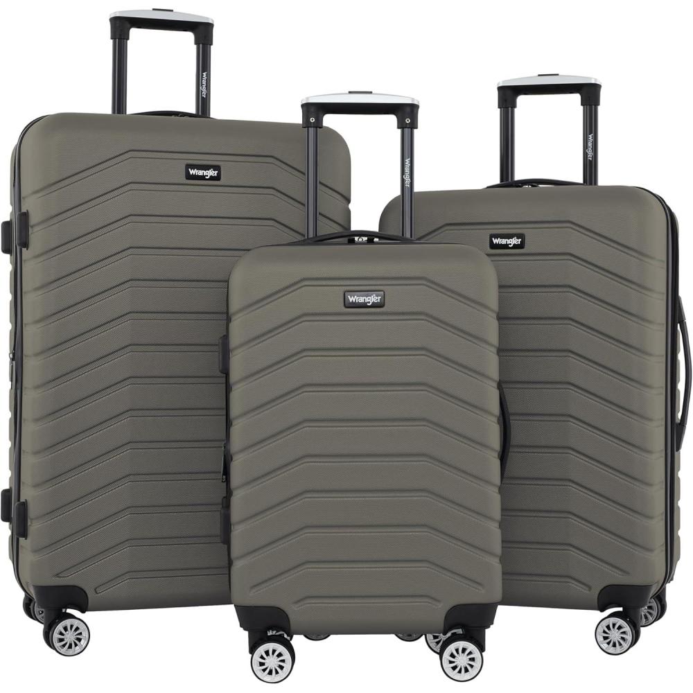 imageWrangler Tahoe 3 Piece Spinner Luggage Set BlackSmokey Olive