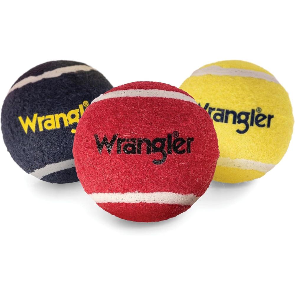 imageWrangler Tennis Balls for Dogs  3Pack NonToxic Rubber Fetch Balls  HighVisibility Fetch Toys for Dogs  Standard 25quot Size  Interactive Dog Toys and Breeds