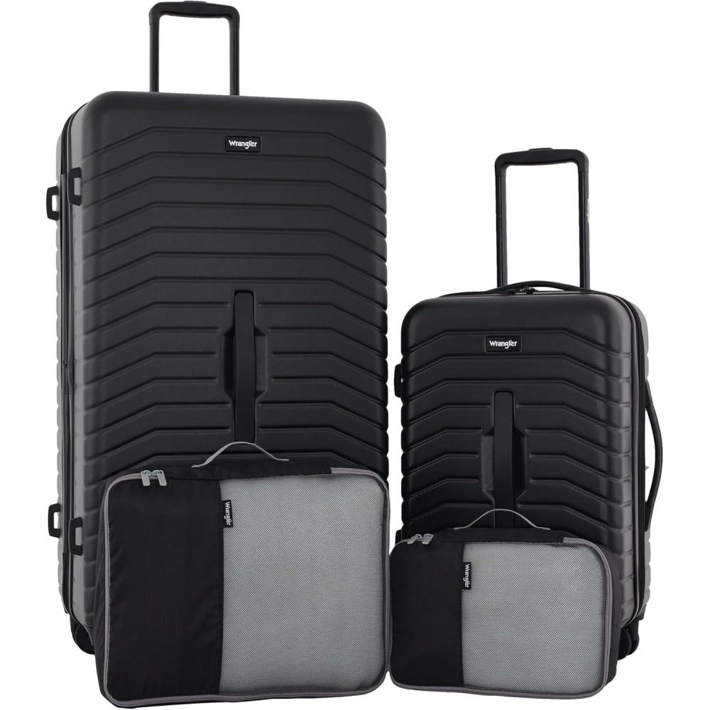 imageWrangler Trunk Spinner Suitcase Set Black 2 Luggage ampamp 2 Packing CubesBlack