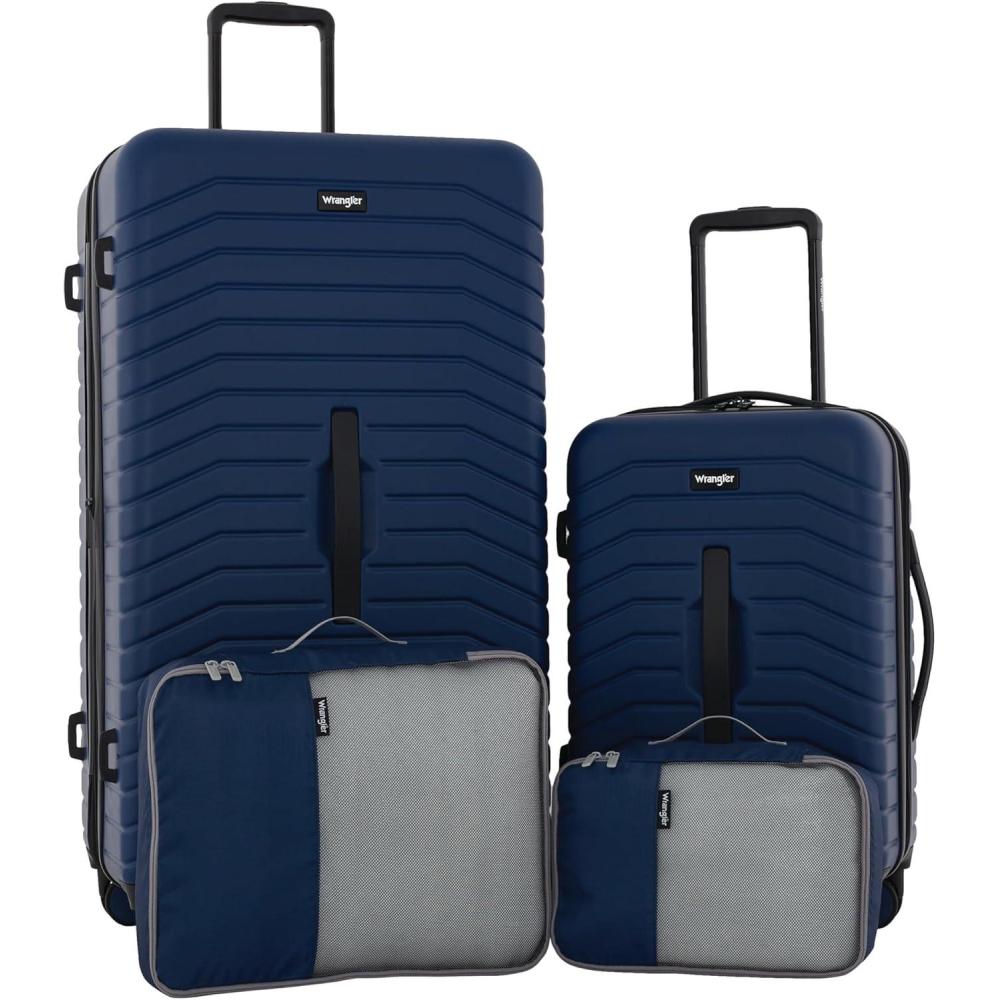 imageWrangler Trunk Spinner Suitcase Set Black 2 Luggage ampamp 2 Packing CubesPoseidon Blue
