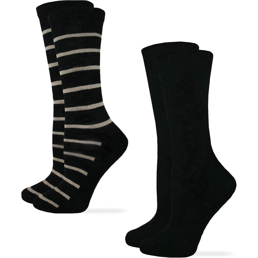 imageWrangler Womens Novelty Stripe Pattern Fashion Crew Socks 2 PackSand