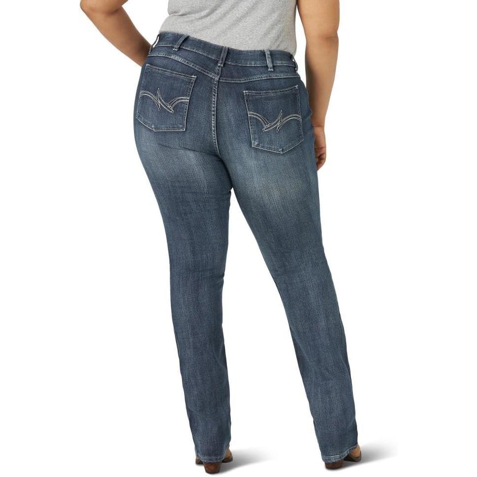 imageWrangler Womens Plus Size Straight Leg JeanMid Wash