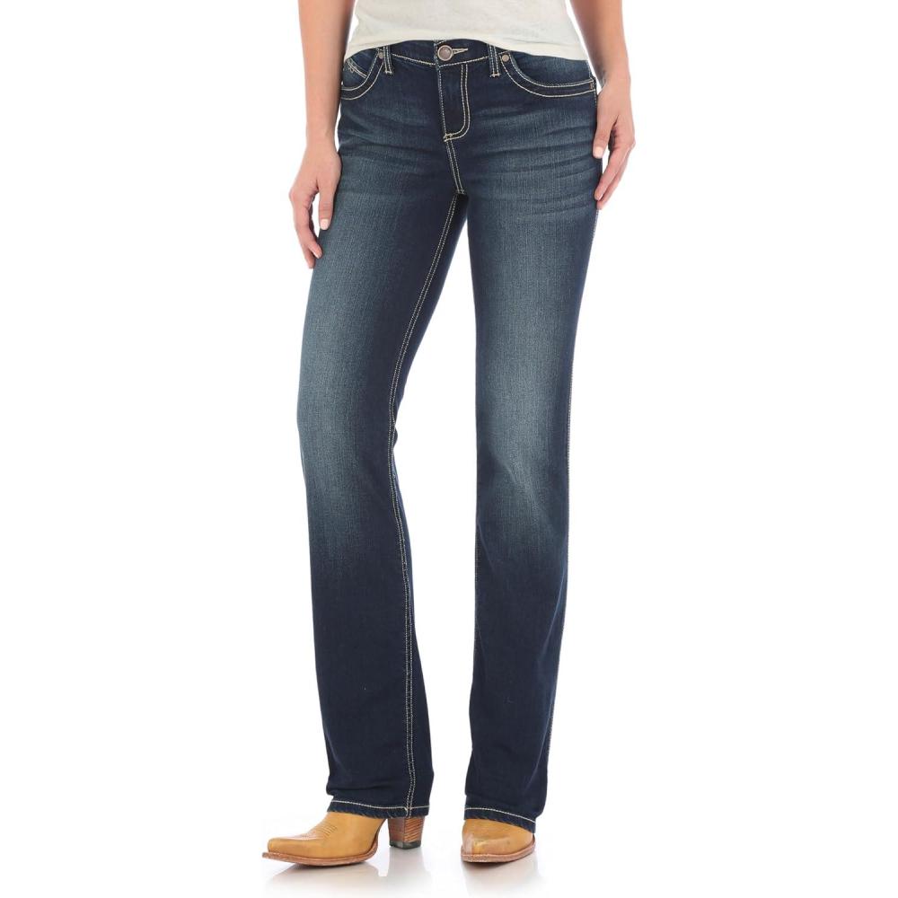 imageWrangler Womens QBaby Mid Rise Boot Cut Ultimate Riding JeanNr Wash