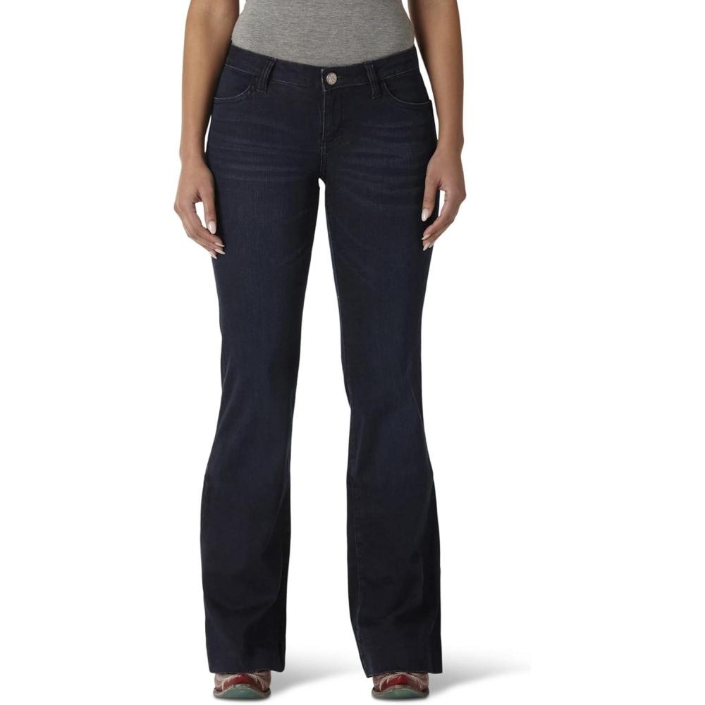 imageWrangler Womens Retro Mae Mid Rise Wide Leg Trouser JeanDark Blue