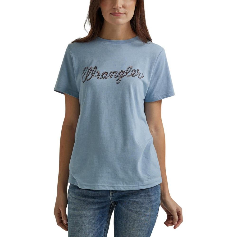 imageWrangler Womens Short Sleeve Graphic TShirtAshley Blue Heather