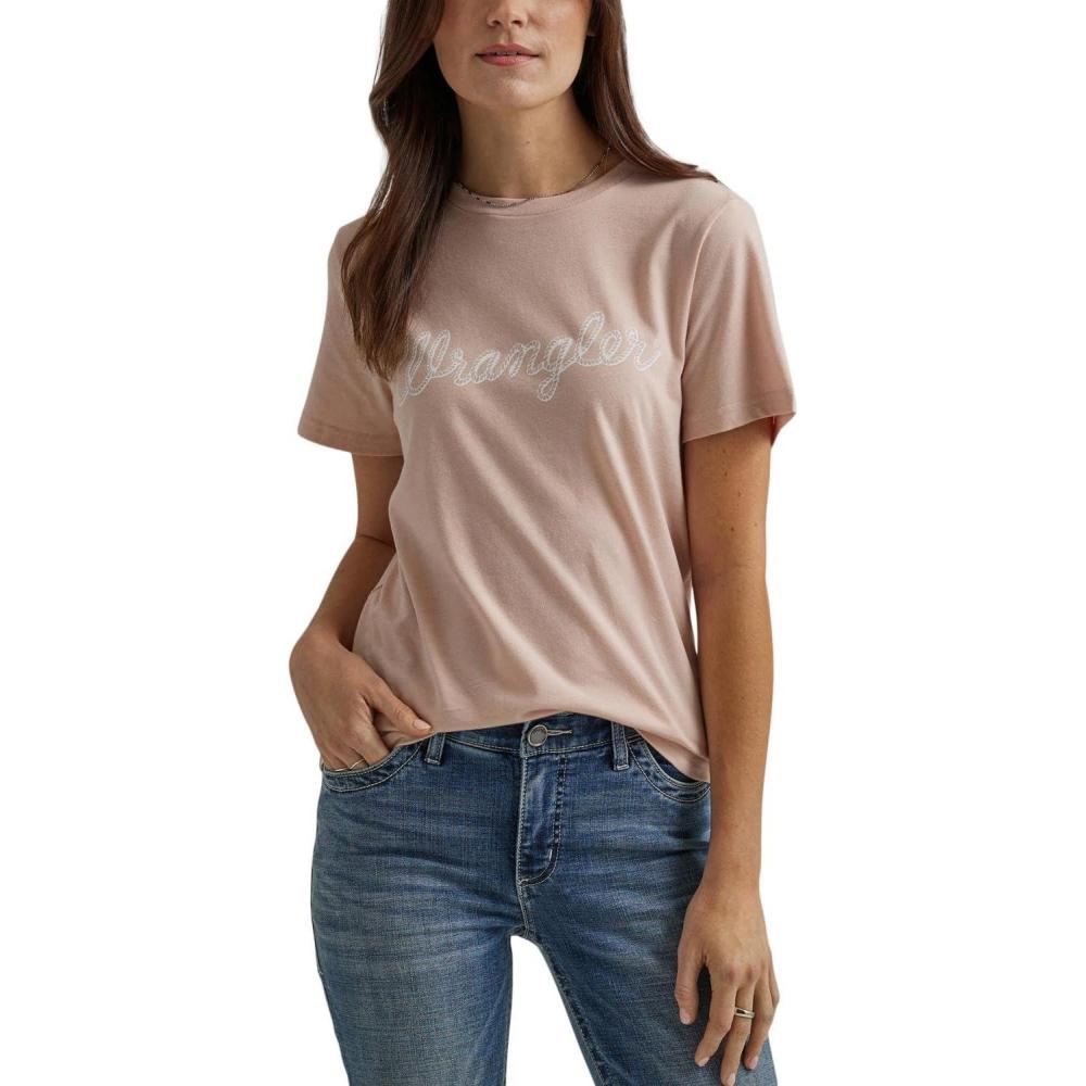 imageWrangler Womens Short Sleeve Graphic TShirtPeach Whip Heather