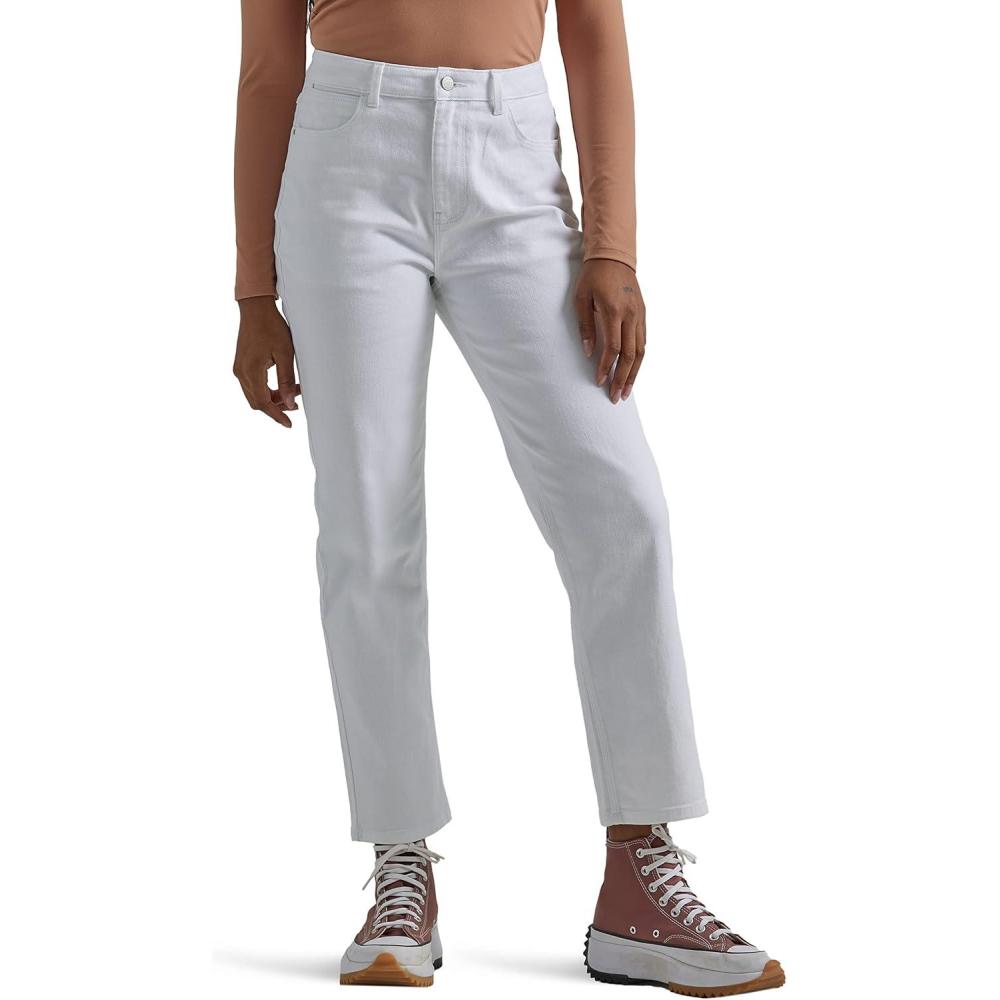 imageWrangler Womens Straight Crop JeanWhite