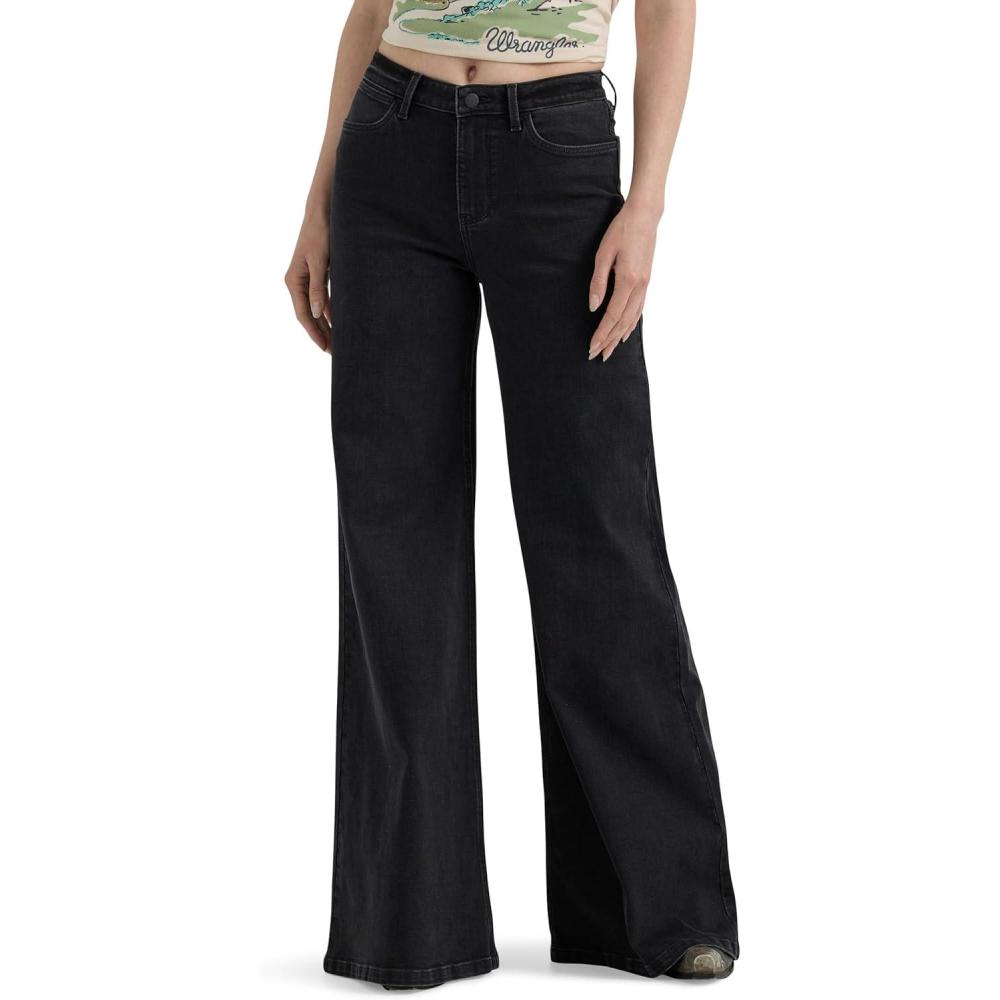 imageWrangler Womens Womens Wide Leg Flare JeanCarbon