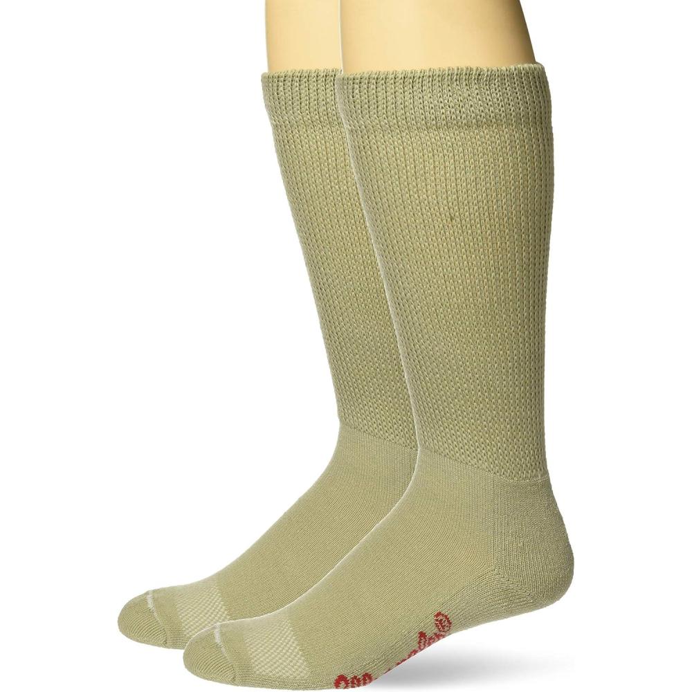 imageWrangler mens Nonbinding Ultradri Smooth Toe Boot Crew Socks 2 Pair PackMedium Khaki