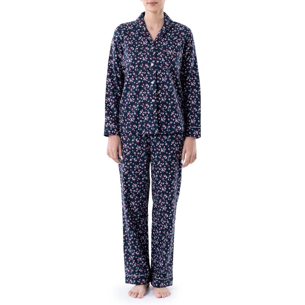 imageWrangler womens Long Sleeve Flannel Top and Pant Pajama SetDitsy Floral