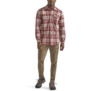ATG Men’s Campsite Button-Down Plaid Shirt(Mahogany)
