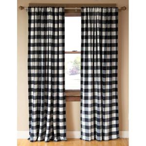 CARSTENS, INC. Plush Fleece Curtain Panel Set, Wrangler Western Collection, 2 Panels (54″ x 84″ Each), Blue Buffalo Plaid(Black & White Buffalo Plaid)