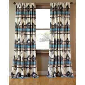 CARSTENS, INC. Plush Fleece Curtain Panel Set, Wrangler Western Collection, 2 Panels (54″ x 84″ Each), Blue Buffalo Plaid(Lone Mountain)