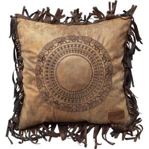 Carstens, Inc. Circle of Life Faux Leather 18×18 Throw Pillow, Brown