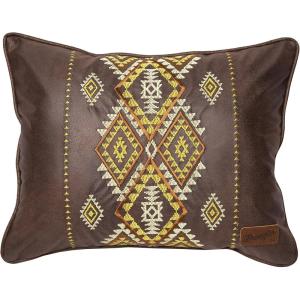 Carstens, Inc. Diamond River Southwestern Faux Leather 16×20 Throw Pillow, Brown