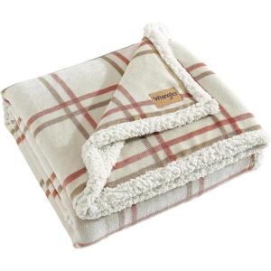 Wrangler – Throw Blanket, Ultra Soft Plush Bedding with Sherpa Reverse, Perfect for Lounging, Oeko-Tex Certified (Coyote Sands Brown, 50″ x 60″)(Colt Bright Orange)