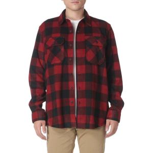 Wrangler Authentics Mens Long Sleeve Heavyweight Fleece Shirt(Red Buffalo Plaid)