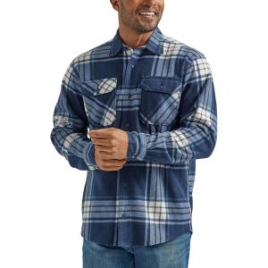 Wrangler Authentics Mens Long Sleeve Heavyweight Fleece Shirt(Total Eclipse)