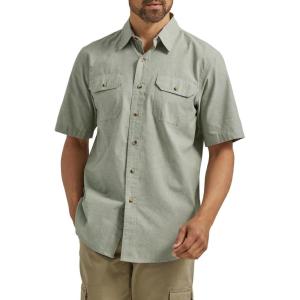 Wrangler Authentics mens Short Sleeve Classic Woven Shirt(Sea Spray Chambray)