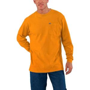 Wrangler Big and Tall Heavyweight Long Sleeve Pocket T-Shirt for Men(Orange)