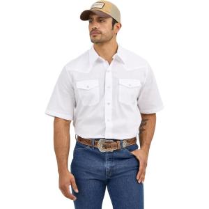 Wrangler Black Sport Western Men’s Collared Short Sleeve Snap Shirt 1071106BK(White)