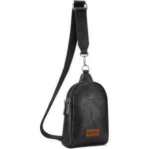 Wrangler Crossbody Sling Bag for Women Fanny Packs Chest Bags for Travel(Classic-black)