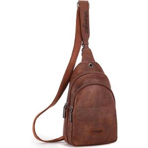 Wrangler Crossbody Sling Bag for Women Fanny Packs Chest Bags for Travel(Explorer-dark Brown)