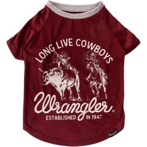 Wrangler Long Live Cowboys Dog T Shirt – Lightweight and Breathable Pullover Dog Shirt – Machine Washable – Layer Under Dog Sweater (L)(X-Small)