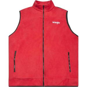 Wrangler Men’s Big and Tall Polar Fleece Zip Up Sleeveless Vest(Card Red/Blk)
