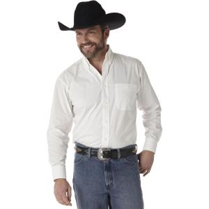 Wrangler Mens George Strait Solid Black Long Sleeve Button Down Shirt(White)