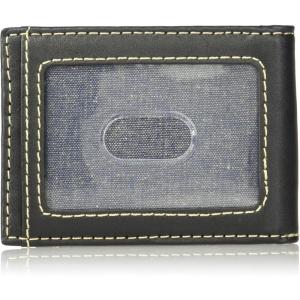 Wrangler Men’s Leather Bifold(Black Basket Weave Front Pockets)