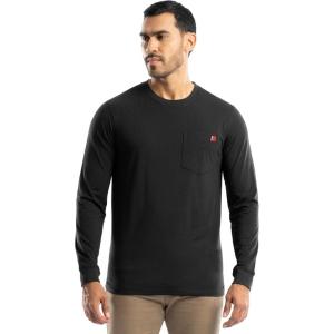 Wrangler Mens Long Sleeve Pocket T-Shirt with UPF(Black)