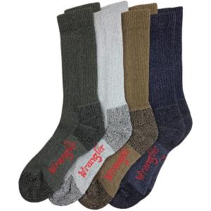 Wrangler Mens Riggs Workwear Ultra-Dri Moisture Wicking Crew Boot Socks 4 Pair Pack(Assorted)