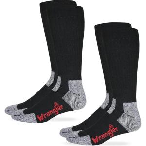 Wrangler Men’s Steel Toe Boot Ultra-dri Work Crew Socks 2 Pair Pack(Black)