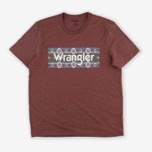 Wrangler Mens Western Crew Neck Short Sleeve Tee Shirt(Madder Brown Heather)