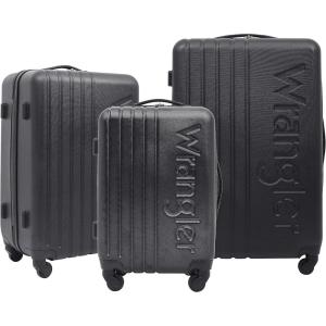 Wrangler Quest Luggage Set, Granite Gray, 3 Piece Set (30″/26″/22″)(Black)