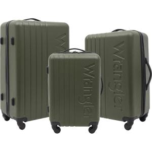 Wrangler Quest Luggage Set, Granite Gray, 3 Piece Set (30″/26″/22″)(Olive Green)