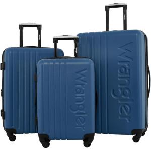 Wrangler Quest Luggage Set, Granite Gray, 3 Piece Set (30″/26″/22″)(Vallarta Blue)