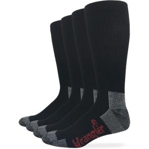 Wrangler Riggs Workwear Mens Ultra Dri Mid Calf Boot Socks 4 Pair(Black)