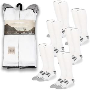 Wrangler Ryder Western Cowboy Boot Socks for Men – Over Calf, Cushioned Sole, Moisture-Wicking, Durable Design(White)