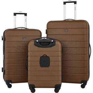 Wrangler Smart Luggage Set with Cup Holder, USB Port and Phone Holder, Black, 2 Piece Set(Toffee)