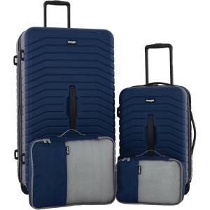 Wrangler Trunk Spinner Suitcase Set, Black, 2 Luggage & 2 Packing Cubes(Poseidon Blue)