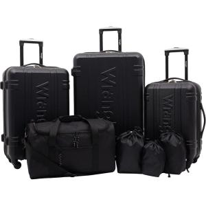 Wrangler Venture Luggage and Travel Set, Laurel, 7-Piece Set(Black)