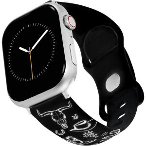 Wrangler® Western Icon Silicone Band for Apple Watch®, Fits all Apple Watch® Series and Sizes(Black)